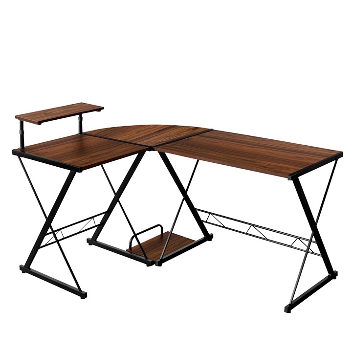 L Shaped Desk Reversible Corner Computer Desk w/ CPU Stand Home & Office Walnut
