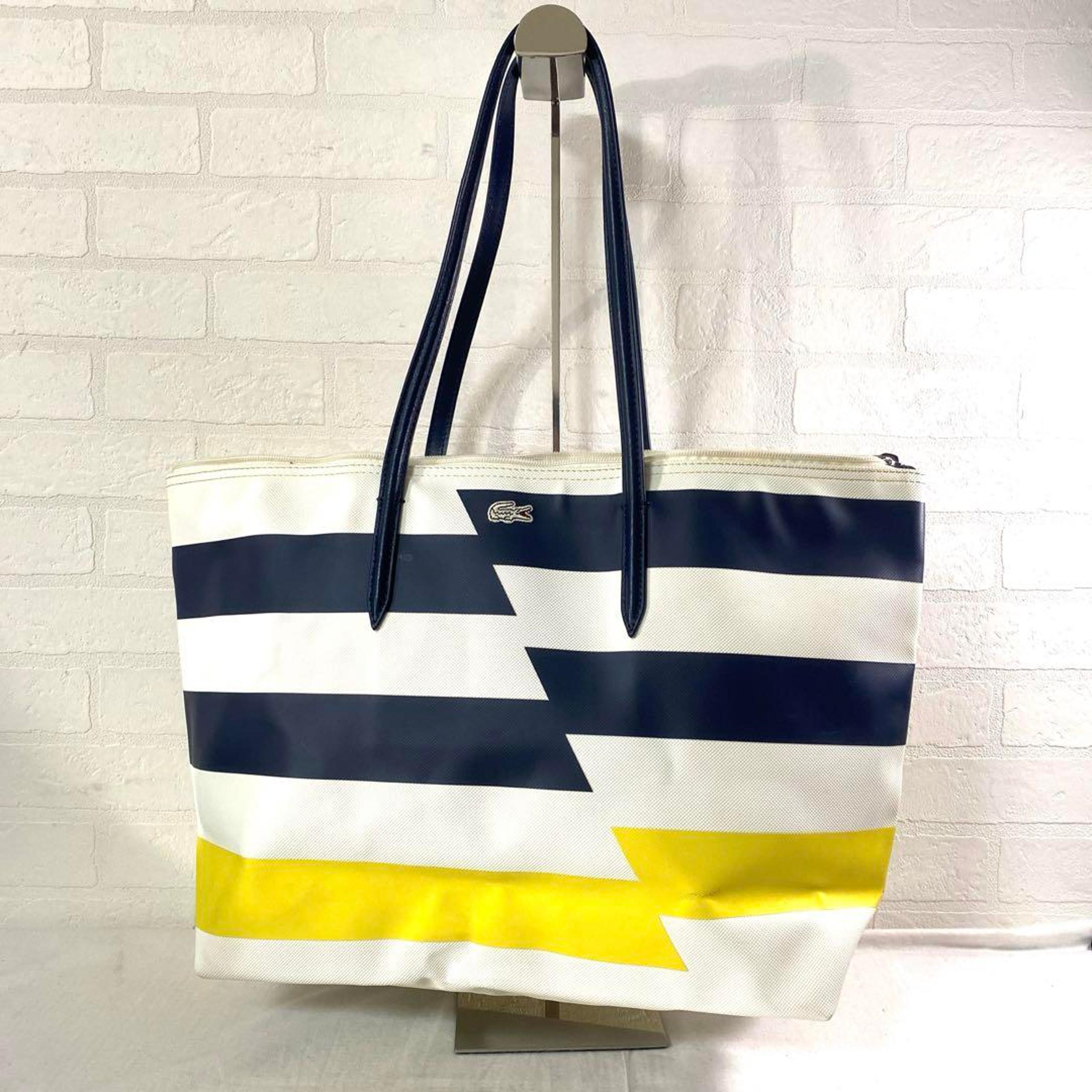 709☆ Lacoste Tote Bag for Women White Navy