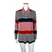 Vintage 70s Striped Top Women's M Red Blue Long Sleeve Zip Up Polo Shirt