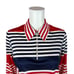 Vintage 70s Striped Top Women's M Red Blue Long Sleeve Zip Up Polo Shirt
