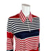 Vintage 70s Striped Top Women's M Red Blue Long Sleeve Zip Up Polo Shirt