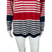 Vintage 70s Striped Top Women's M Red Blue Long Sleeve Zip Up Polo Shirt