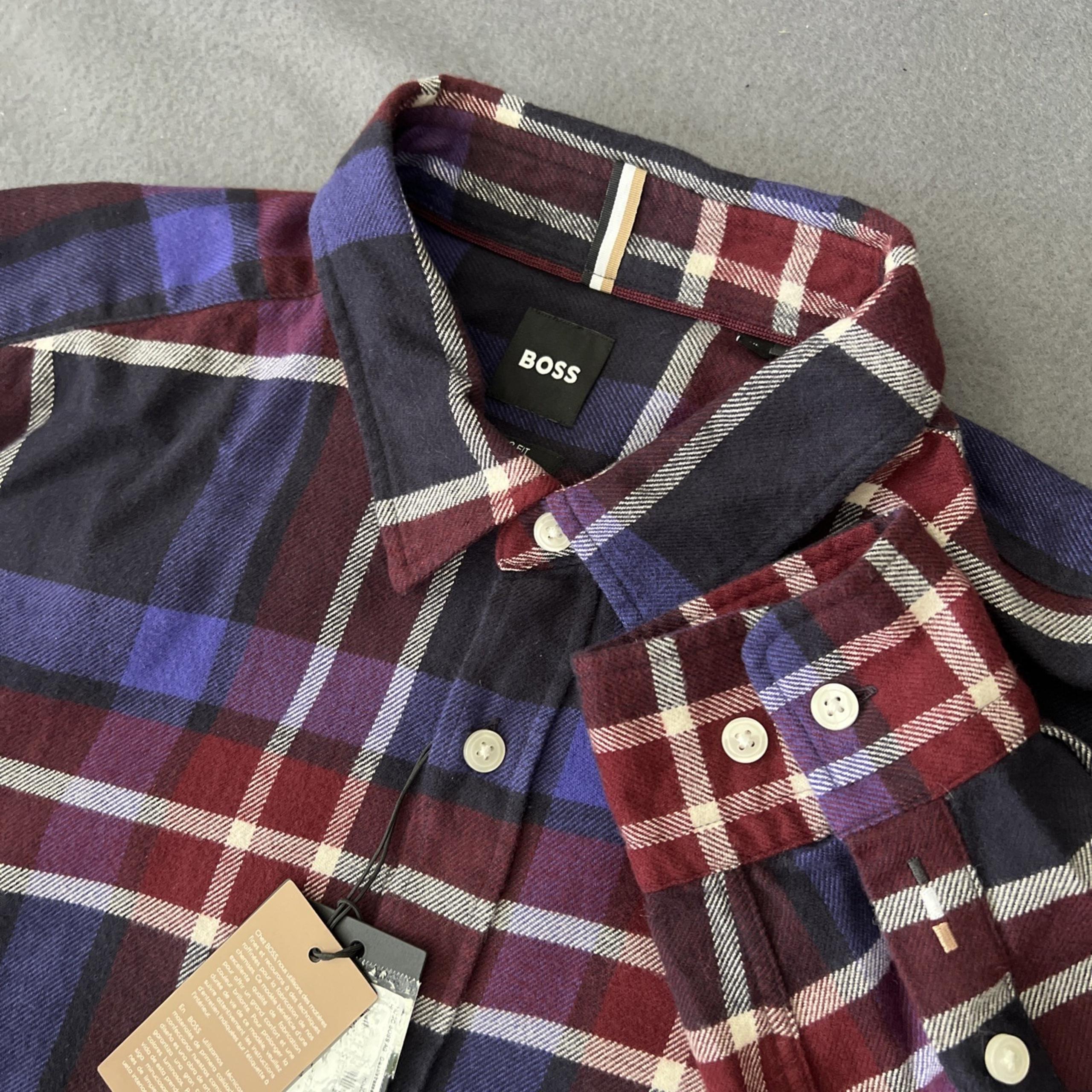 Hugo Boss Liam Kent Button Up Shirt Men's XL Regular Fit Multi Plaid Flannel