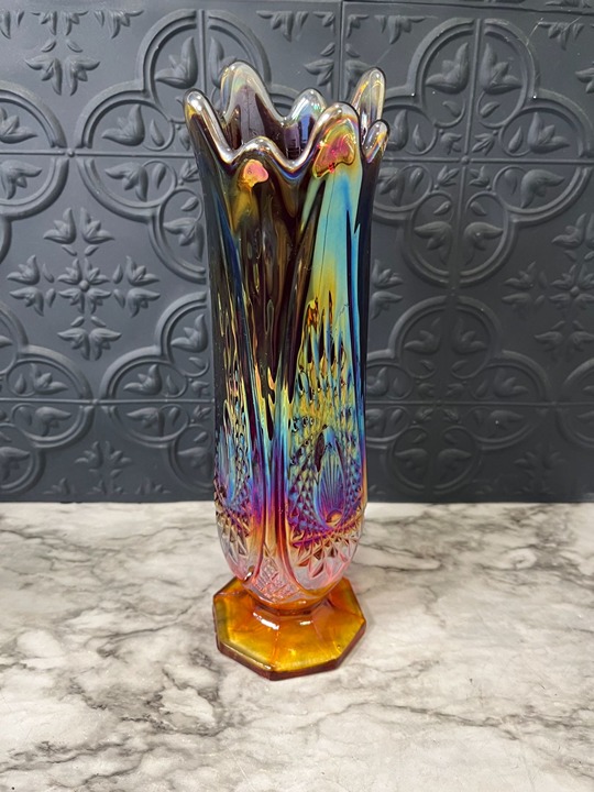 Indiana Glass Heirloom Carnival Glass Swung Vase