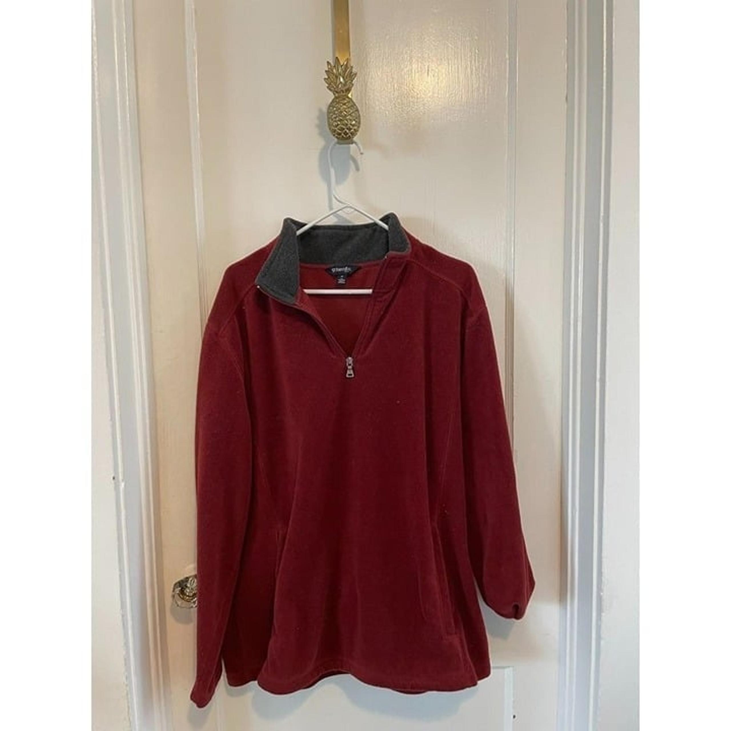 St. John's Bay Men's Size X-Large Red Quarter Zip Sherpa Sweater
