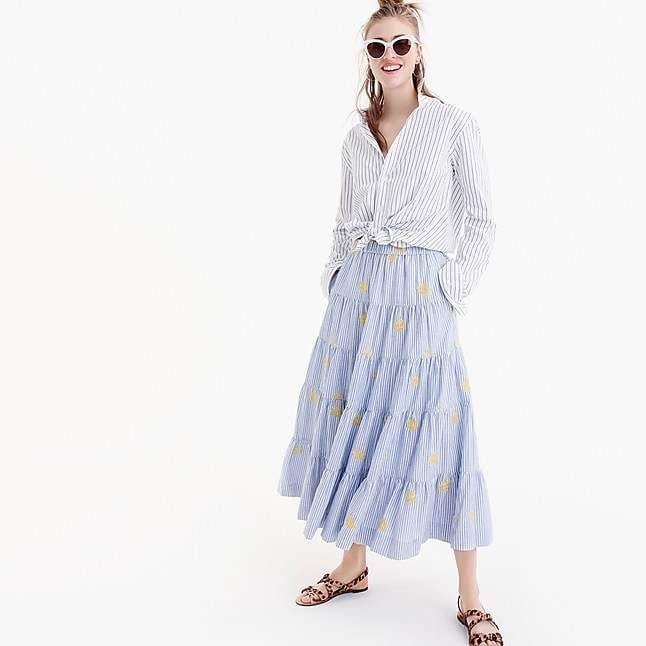 J. Crew stripped embroidered maxi skirt