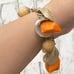 Vintage Orange Bakelite Mother of Pearl Shell Nautical Theme 7.5” Charm Bracelet