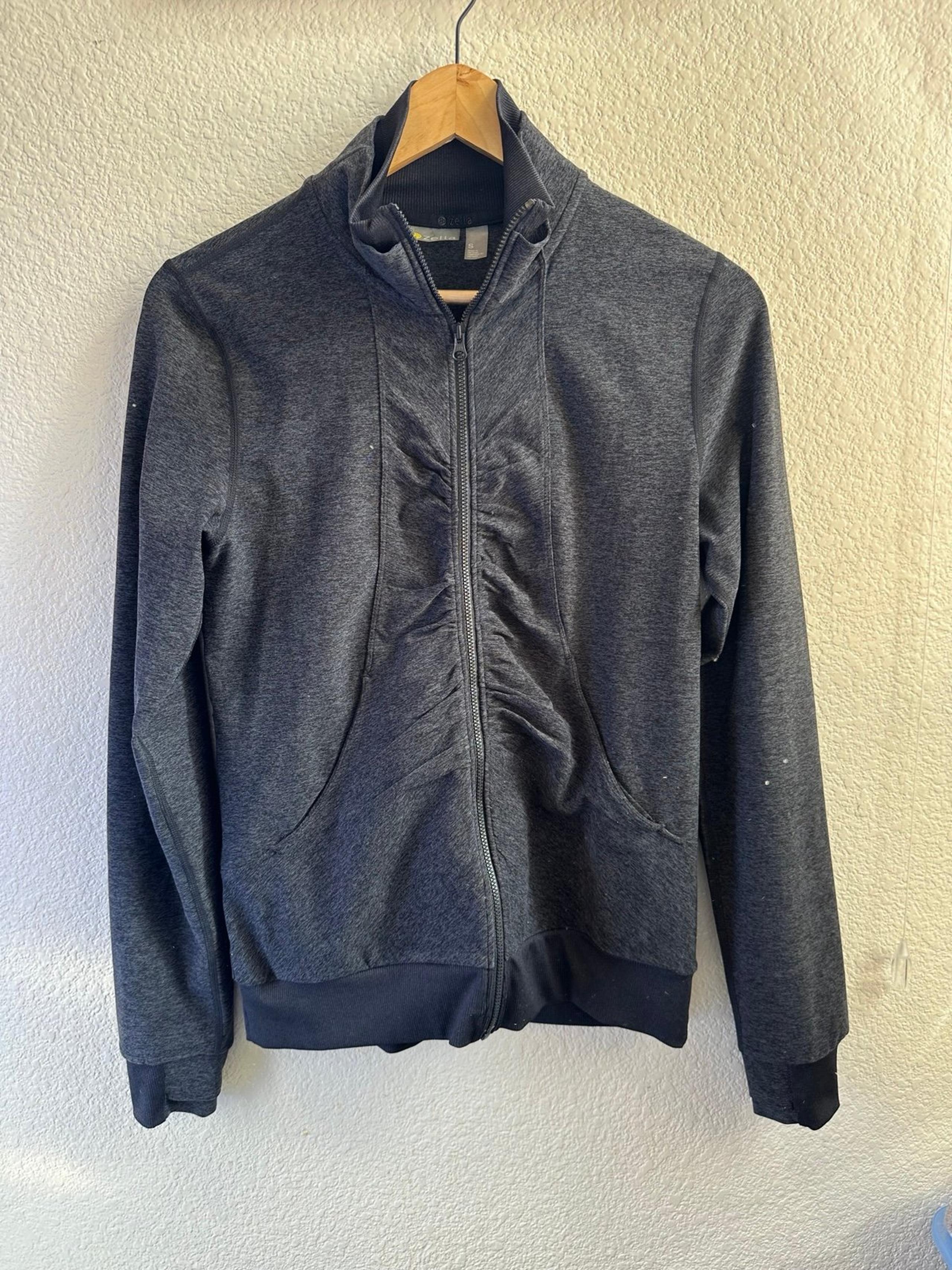 Zella Women's Size Small Black Full Zip Activewear Jacket w/ Thumb Holes, Pocket