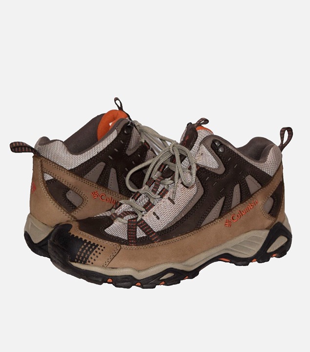 COLUMBIA Firelane Omni-Grip Beige Leather Mesh Lace Up Hiking Mid Boots Size 9