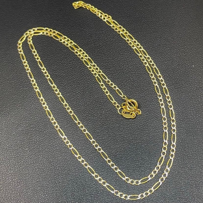 14KT Gold Diamond Cut Figaro 20” Chain