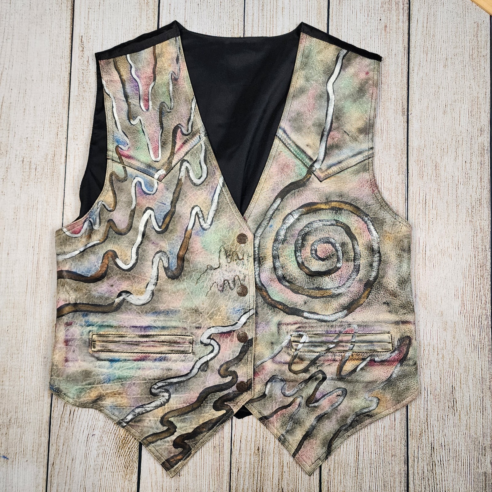 Vintage Leather Painted Mens Vest