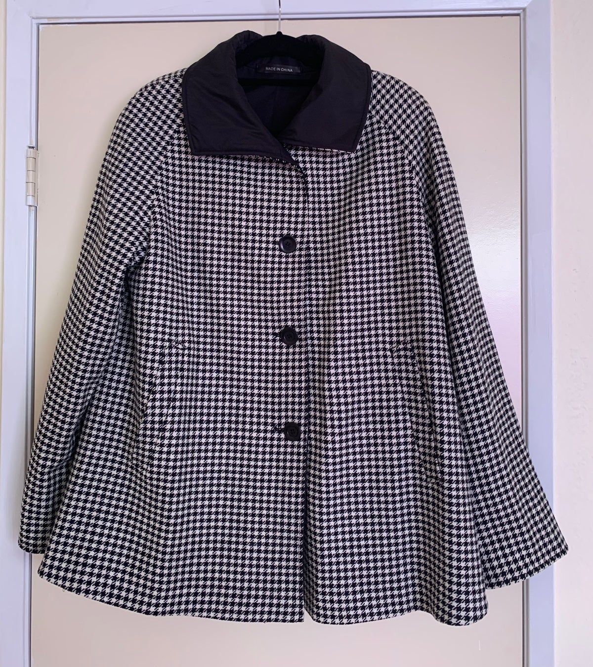 Talbots Black & White Reversible Herringbone Coat