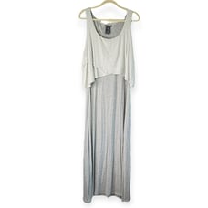 Chelsea & Theodore Knit Maxi Dress Sleeveless Layered Top Striped Gray White XL