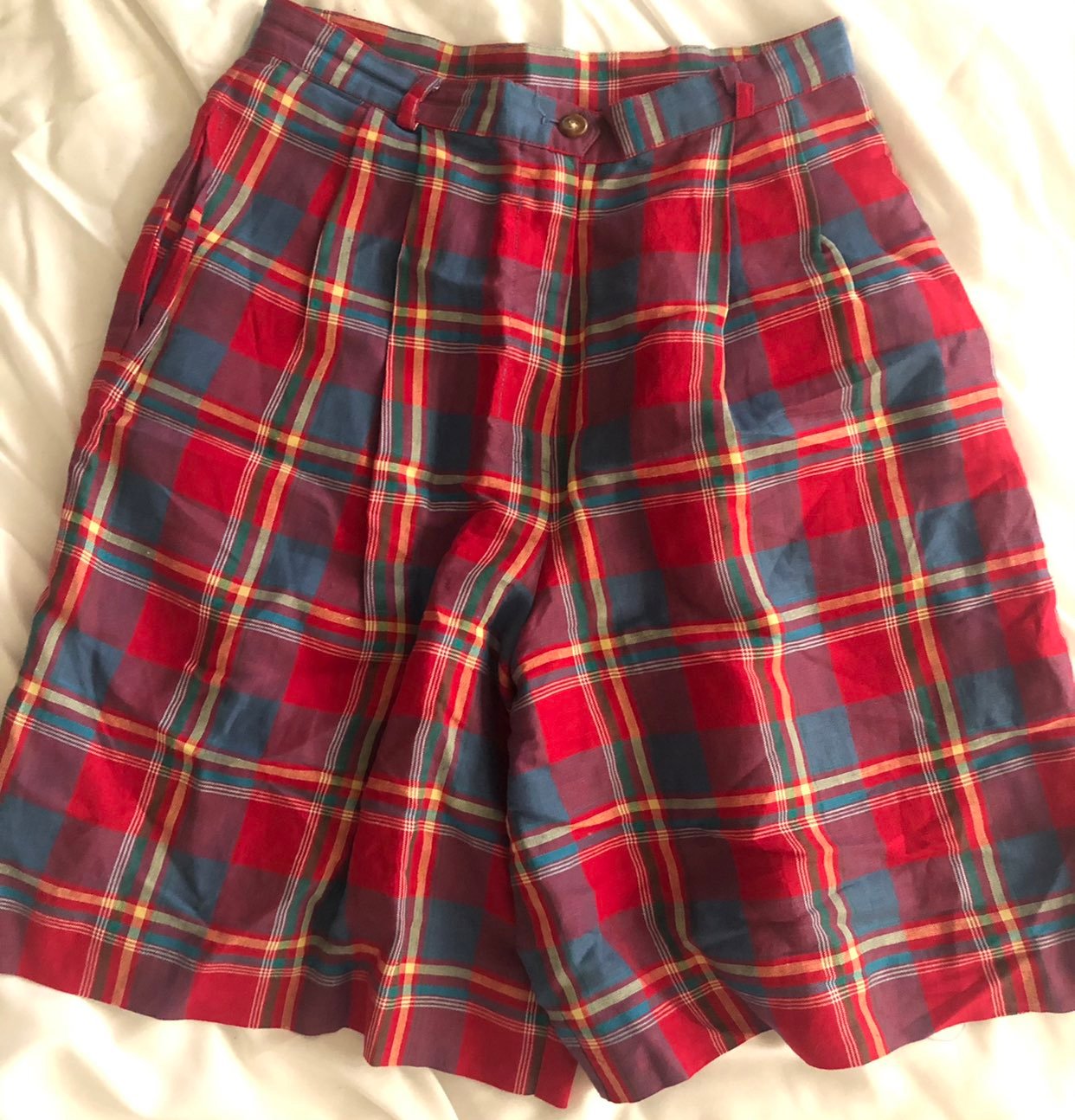 Talbots Vintage High Waisted Plaid Shorts Size 8