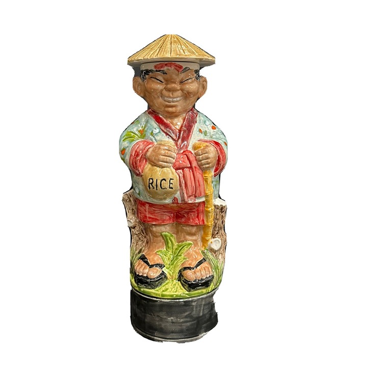 Albertas Mold Co Made Hand Painted Sake Liquor Decanter Japanese Man 12 Tall