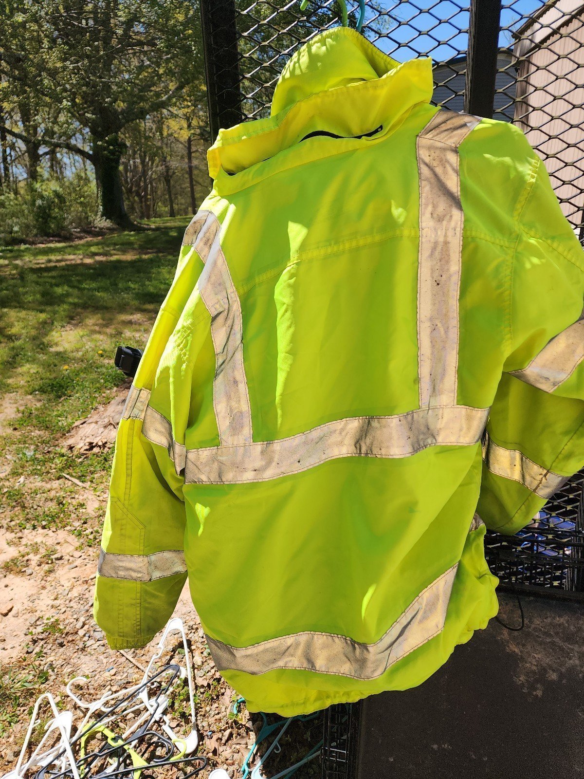 Two High visibility jacket/raincoat hat