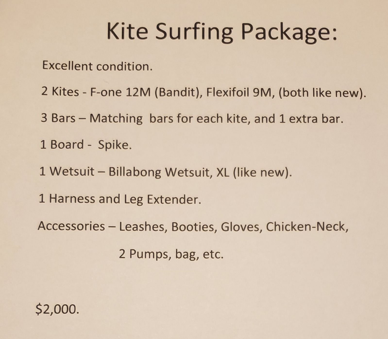 Kite surfing package