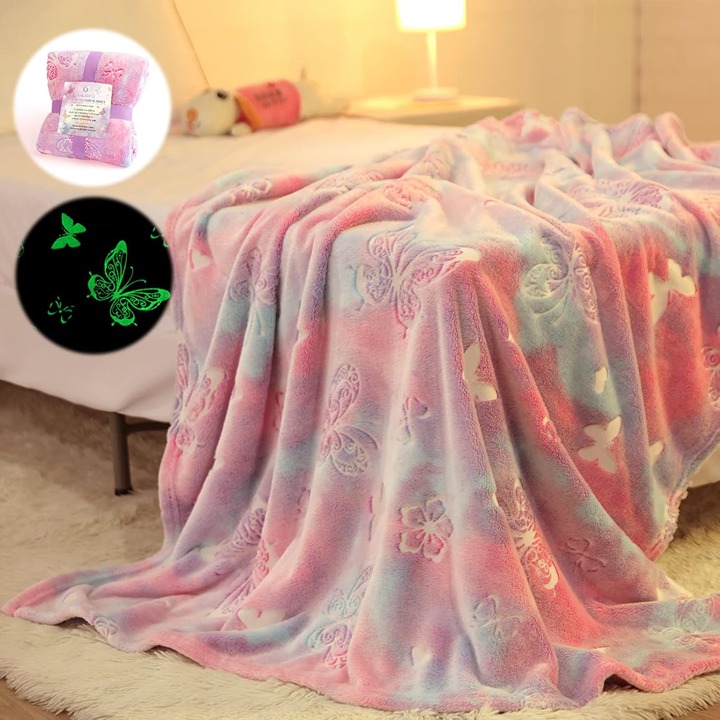 Glow in The Dark Blanket Butterfly Gifts for Girls,Soft Blanket