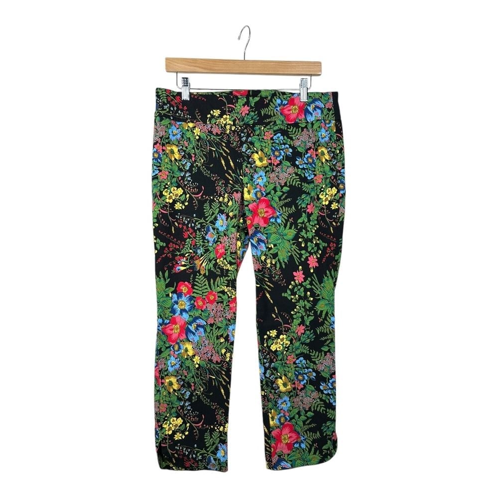Soft Surroundings In Bloom Floral Slim Ankle Pants size Large Petite Multicolor