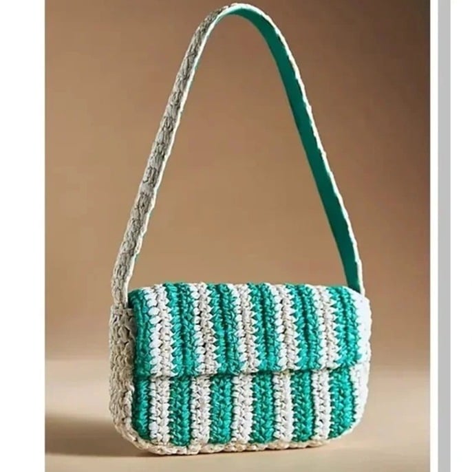 NWOT Anthropologie Raffia Shoulder Bag