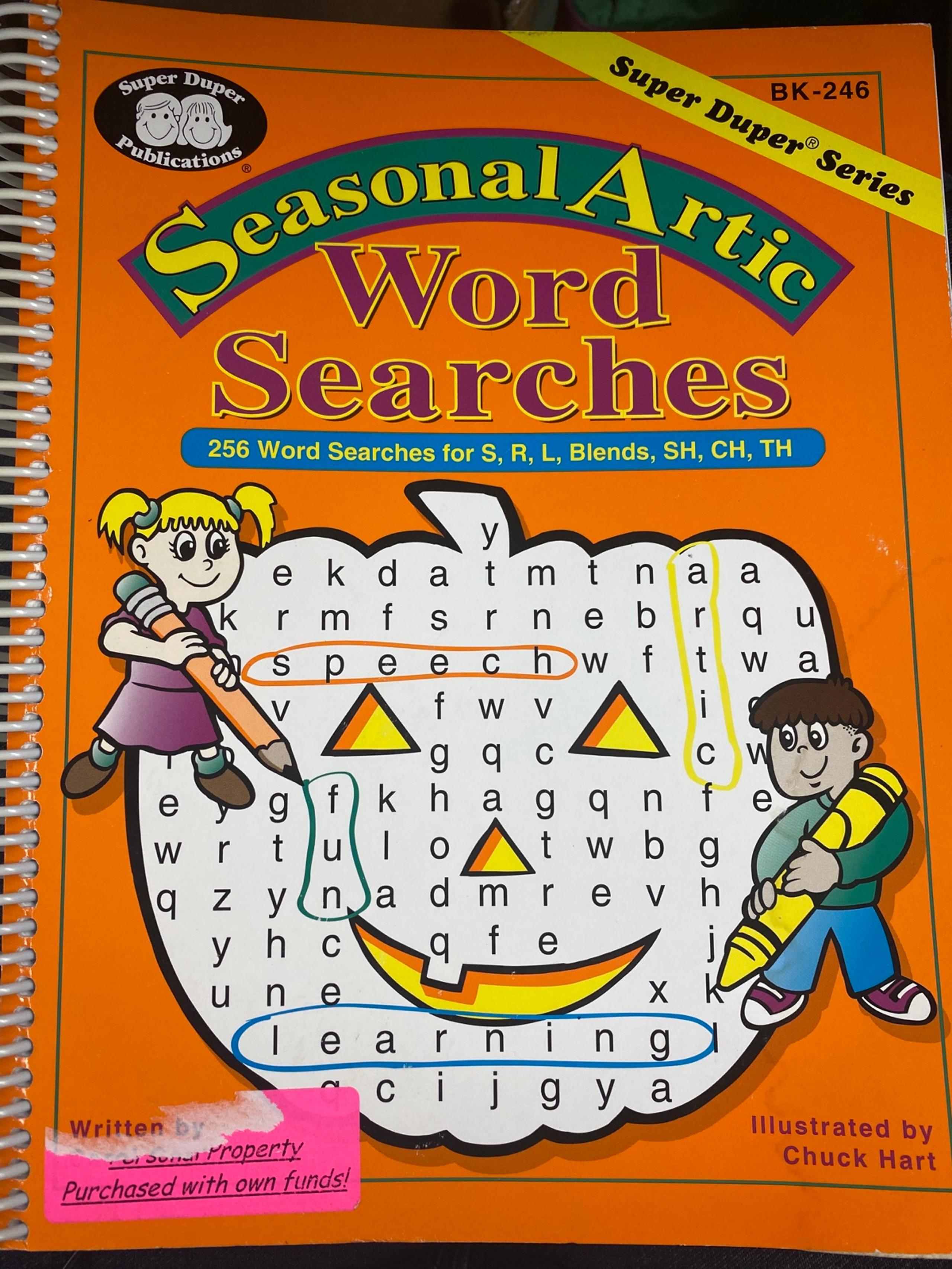 Súper Duper Seasonal artic word search workbook