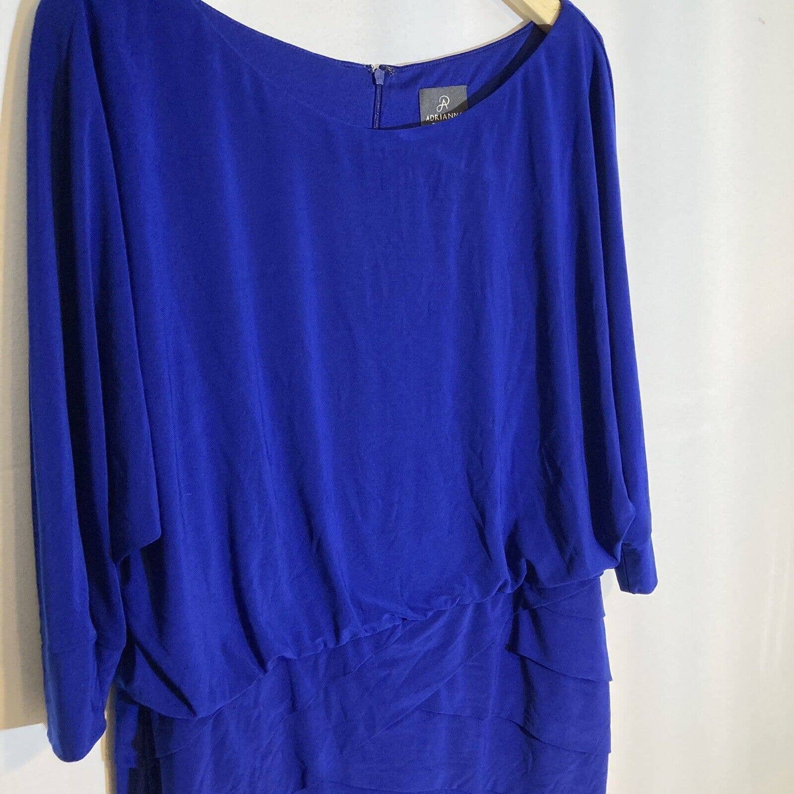 Adrianna Papell Dress Women's Plus 20 Royal Blue Dolman Sleeve Tiered Lined