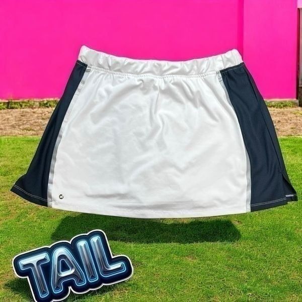Tail Women's Flat Front Colorblock Golf Mini A-Line Skort Skirt White Navy Large