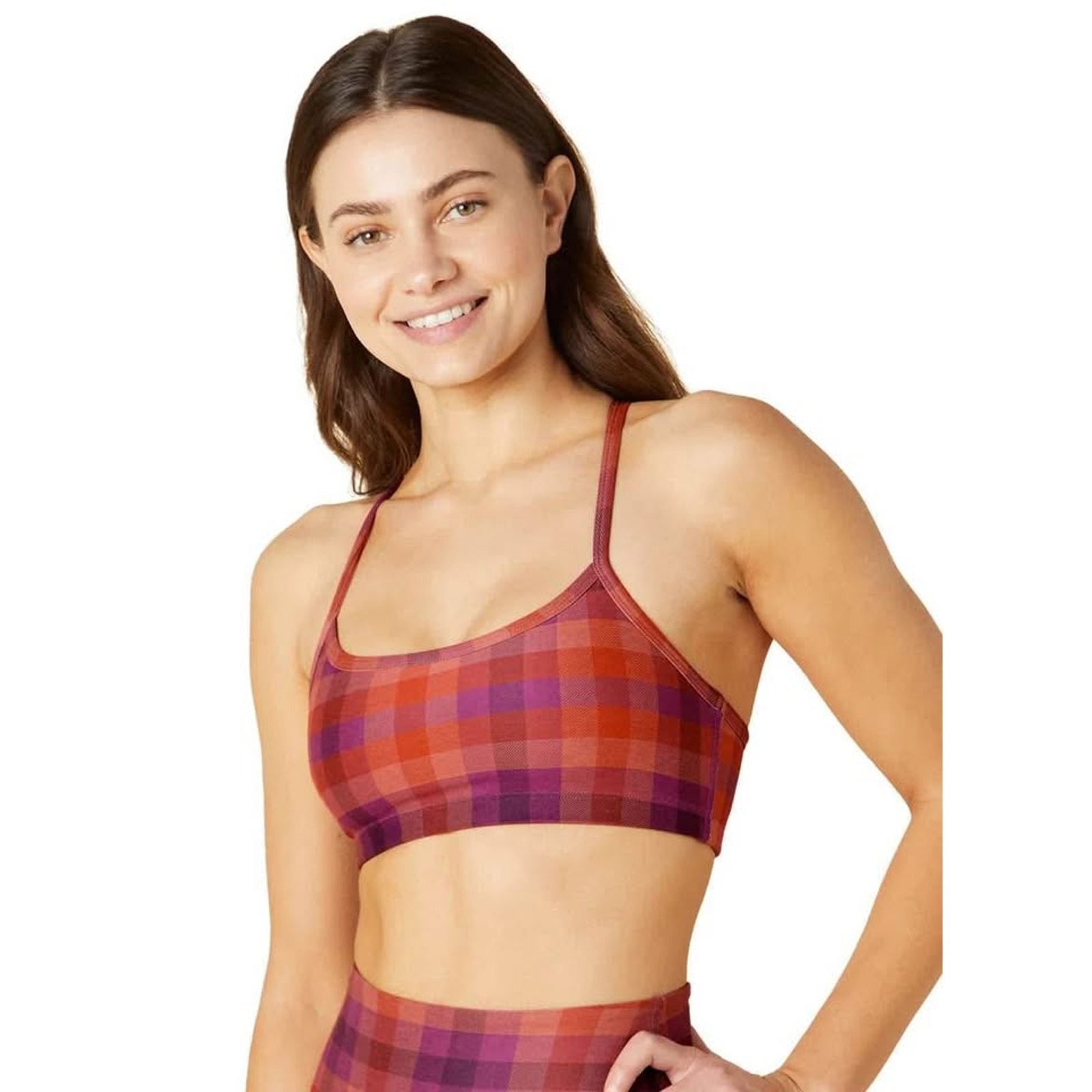 Beyond Yoga Women’s Plaid Checkered Softmark Racerback Sportsbra Sz S