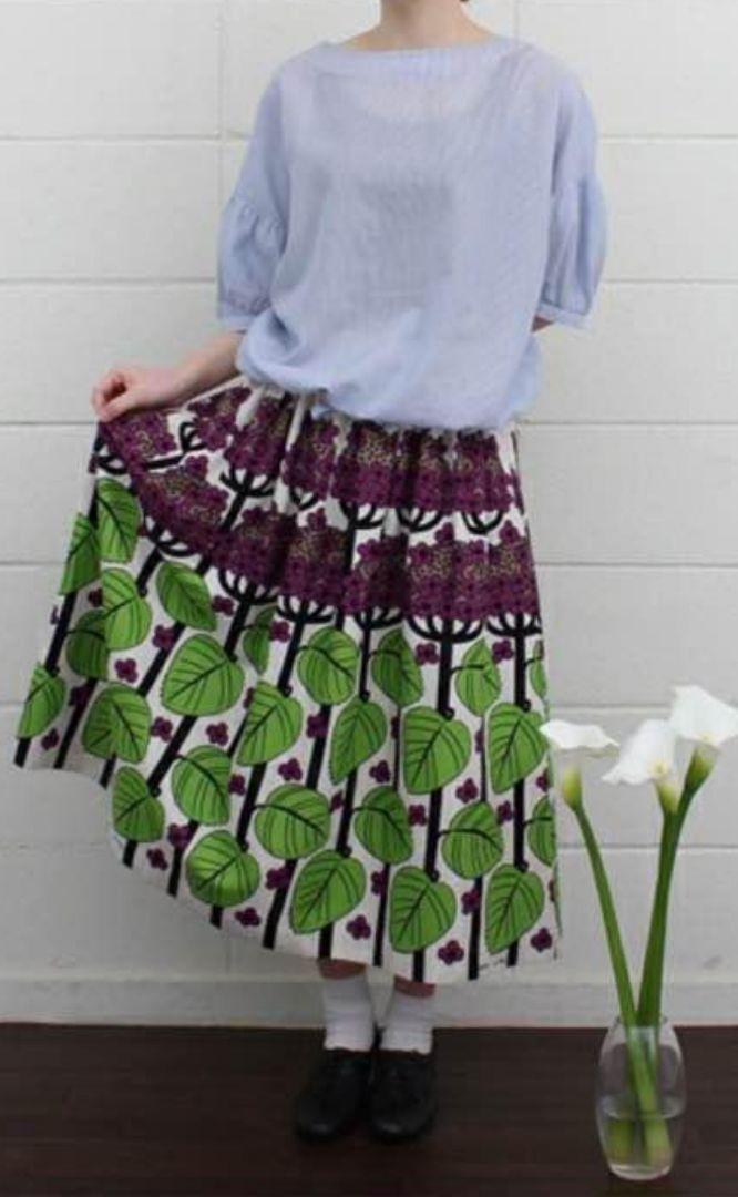 peu pres Poupée Ajisai Linen Blend Gather Flare Skirt
