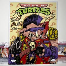 Kevin Eastman & Barry Gordon Dual Signed TMNT Bebop 11x14 Photo JSA COA