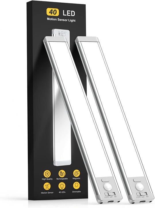 Under Cabinet Lighting,40 LED Rechargeable Battery Operated Motion Sensor Light