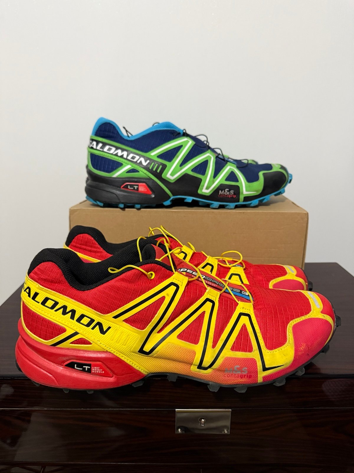 Lot (2) Salomon Speedcross 3 LT Quick Contagrip Hiking Running Men's Size 11.5