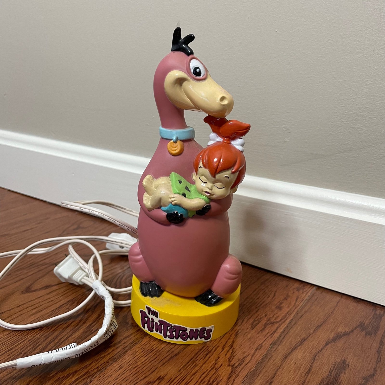 The Flintstones Vintage 1992 Dino and Pebbles Lamp WORKING!