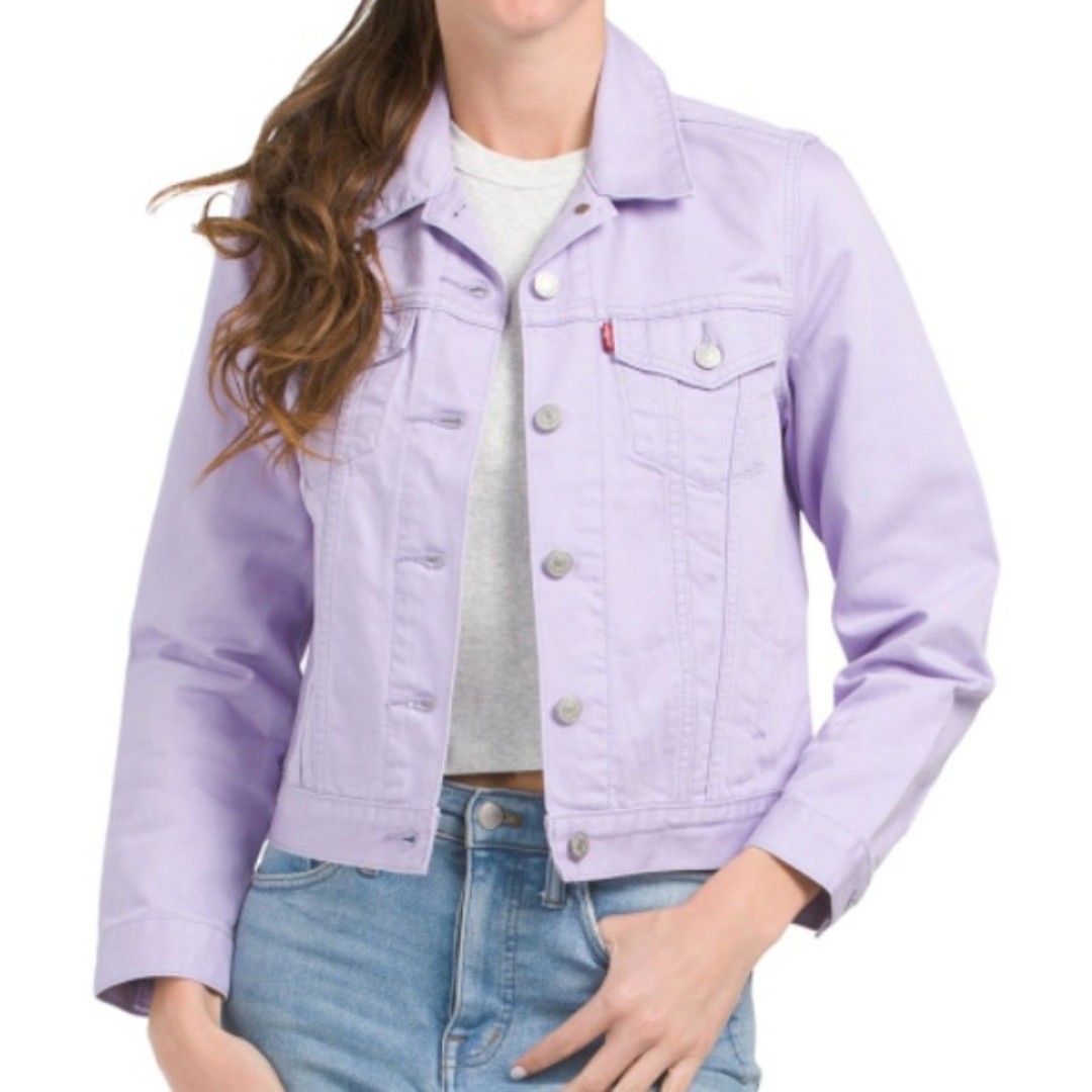 Levi's NWT Sz L Purple Rose Long Sleeve Denim Trucker Jacket