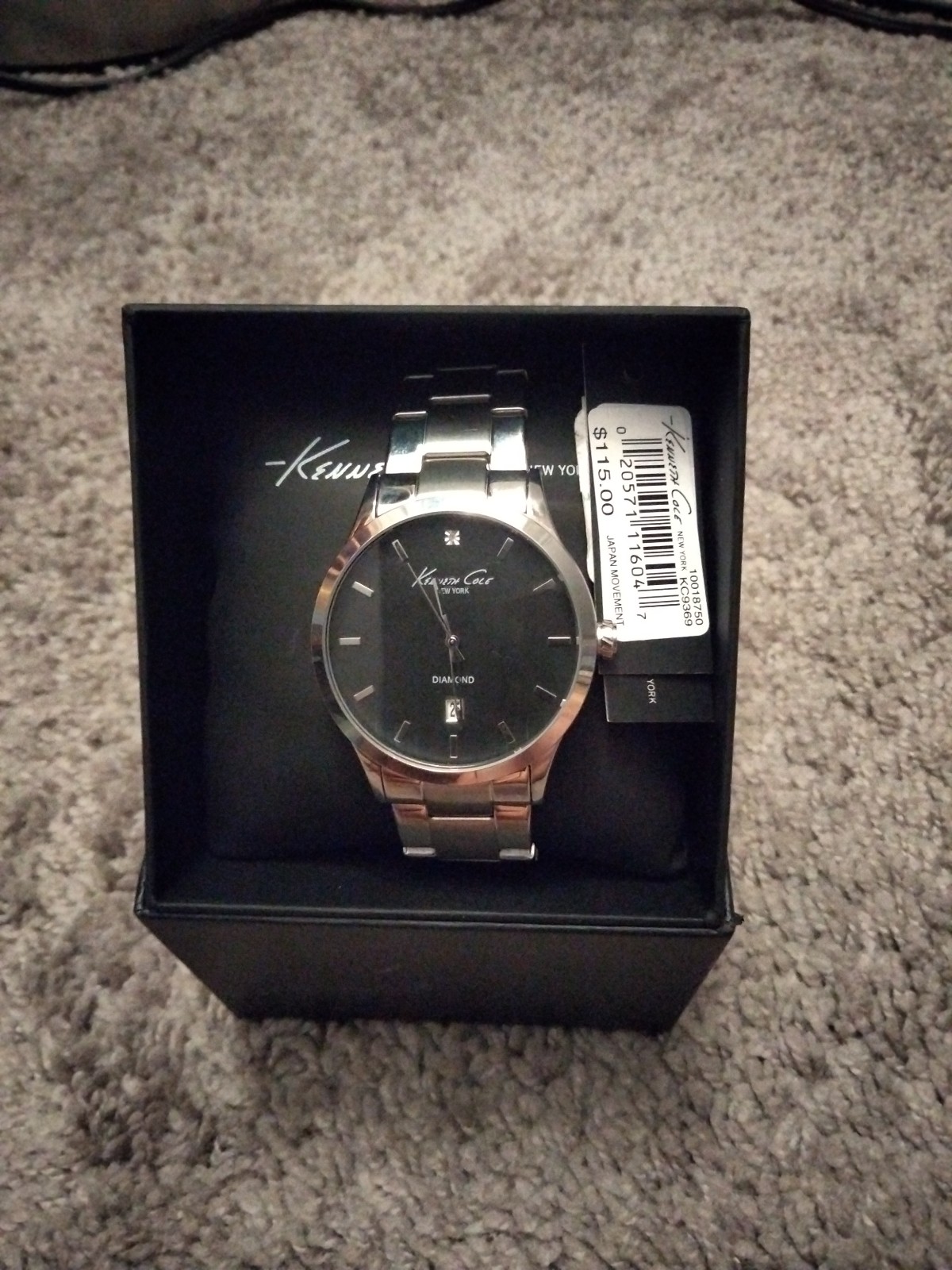 NWT Kenneth Cole Diamond collection Stainless steel men's watch