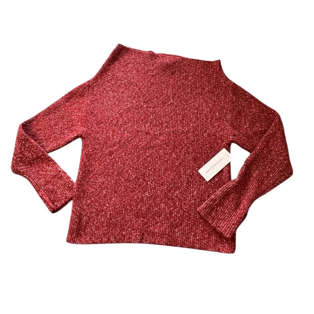NEW TREASURE & BOND NORDSTROM Red One-Shoulder Rib Pullover Sweater Size XXS