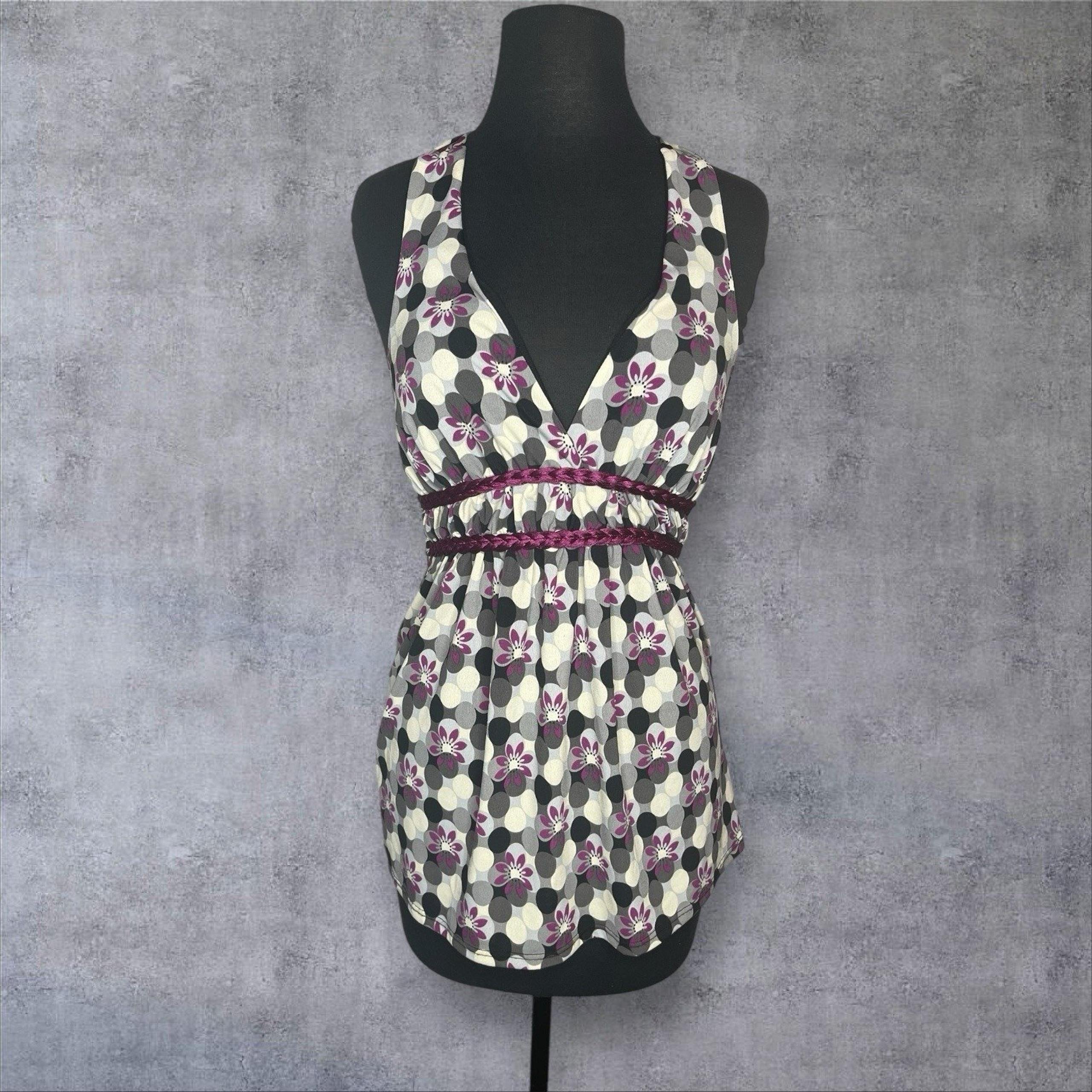 Vintage Charlotte Russe Y2K Babydoll Halter Top Womens S Boho Festival Summer