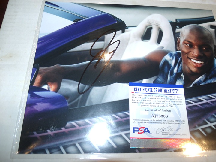 TYRESE GIBSON ACTOR 2 FAST 2 FURIOUS HAND SIGNED AUTO 8X10 PHOTO PSA/DNA COA