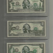 TWO DOLLAR BILLS STATE ISSUE.