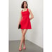 Maje Ribala Tweed Mini Dress Red Square Neck Back Zip Sleeveless Sz 36 / 4 US