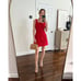 Maje Ribala Tweed Mini Dress Red Square Neck Back Zip Sleeveless Sz 36 / 4 US