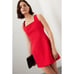 Maje Ribala Tweed Mini Dress Red Square Neck Back Zip Sleeveless Sz 36 / 4 US