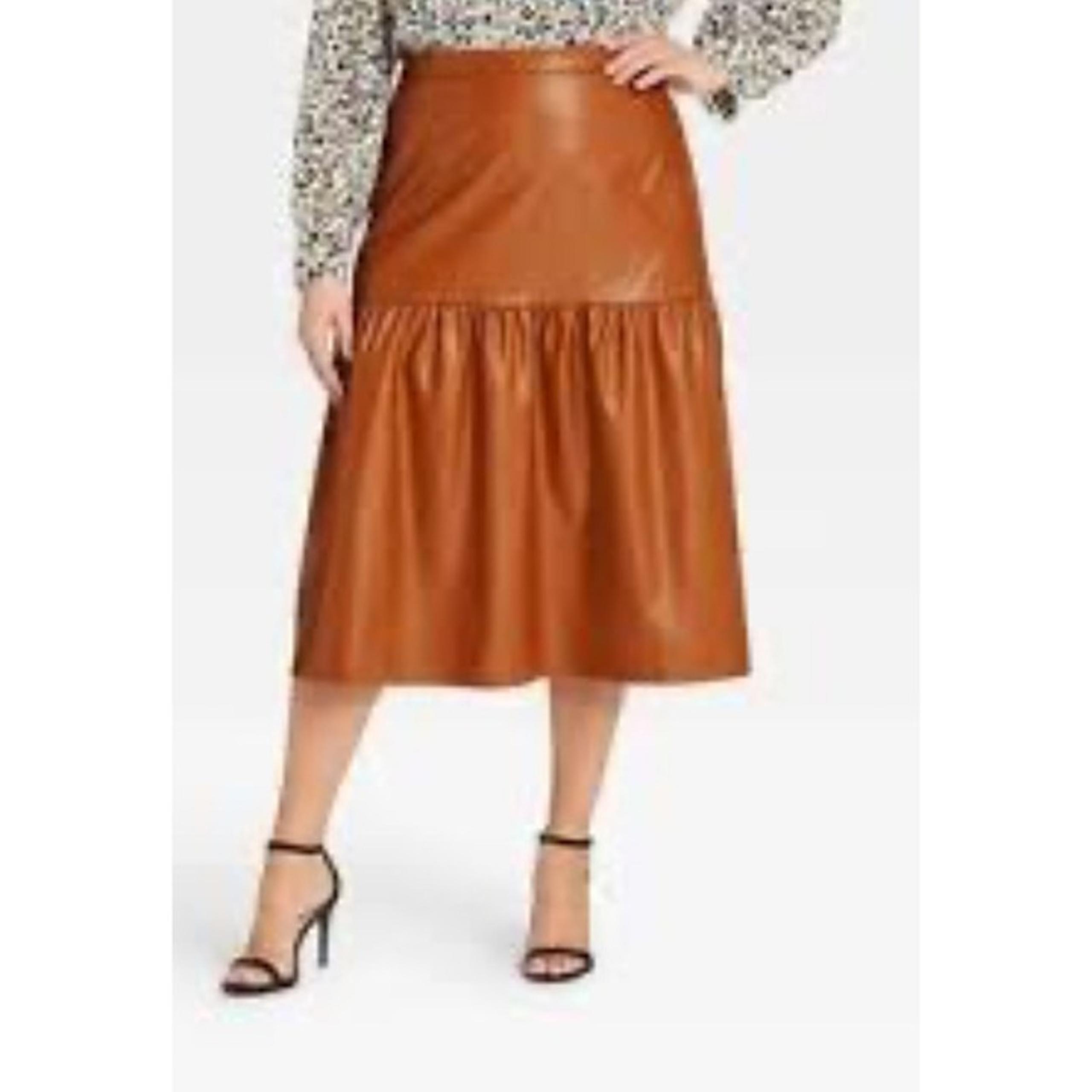Who What Wear Women Brown Faux Leather Tiered Skirt Size S