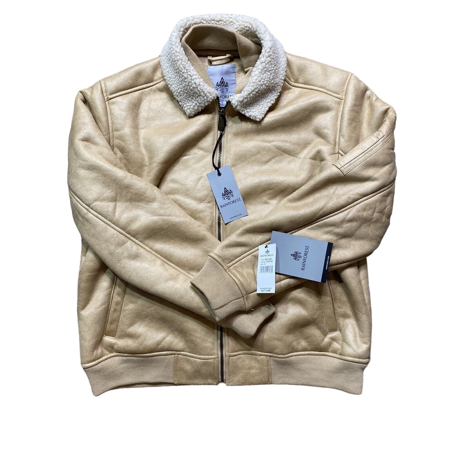 Rainforest Mens Jacket Brown Size L Microfiber Soft Coat Adult Faux Leather