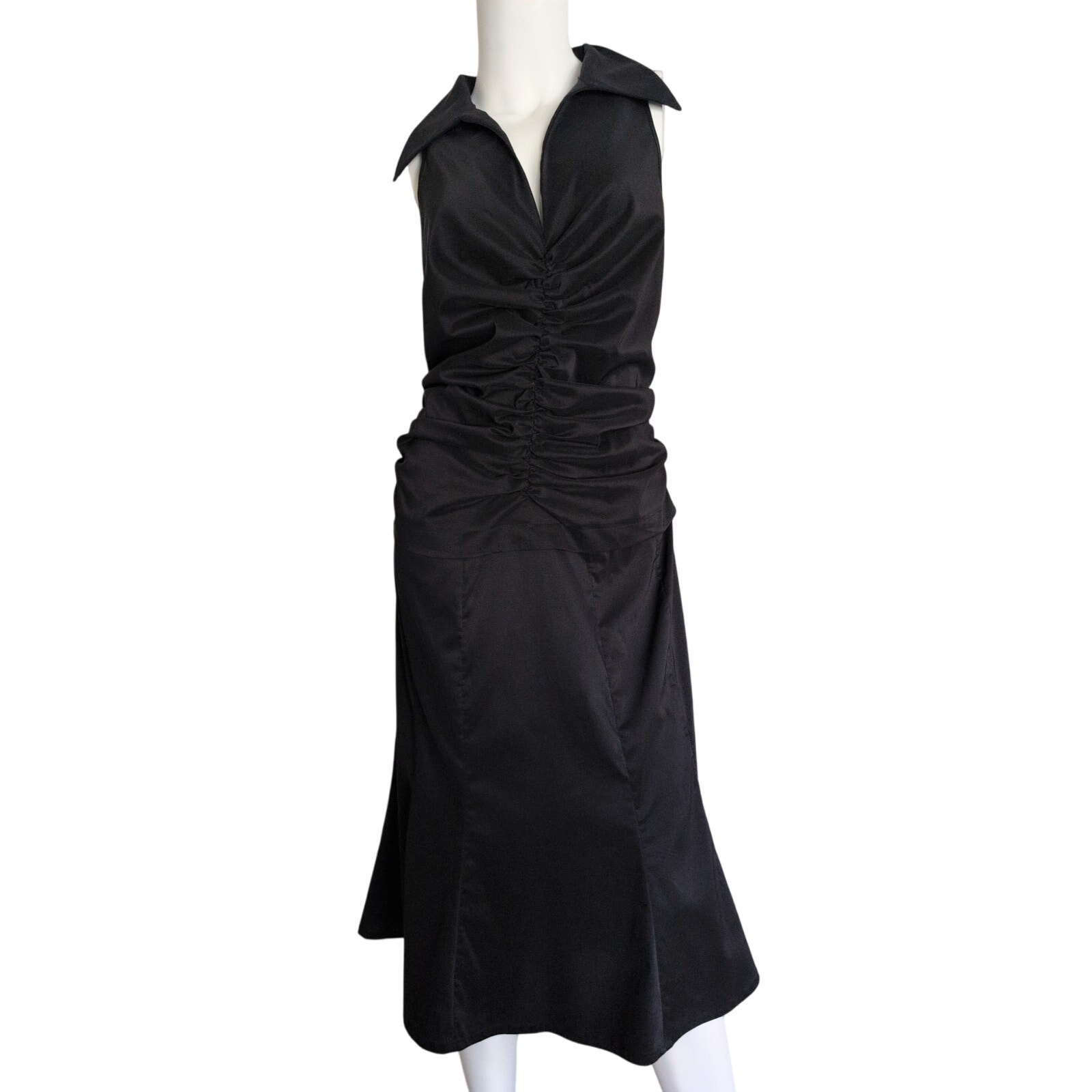 Adrianna Papell Ruched Midi Dress 14 Stretch Bodycon Party Cocktail Witchy Vamp