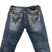 Miss Me Capris Womens Jeans 28 22 JP5810P Embroidered Studded Rhinestones Blue