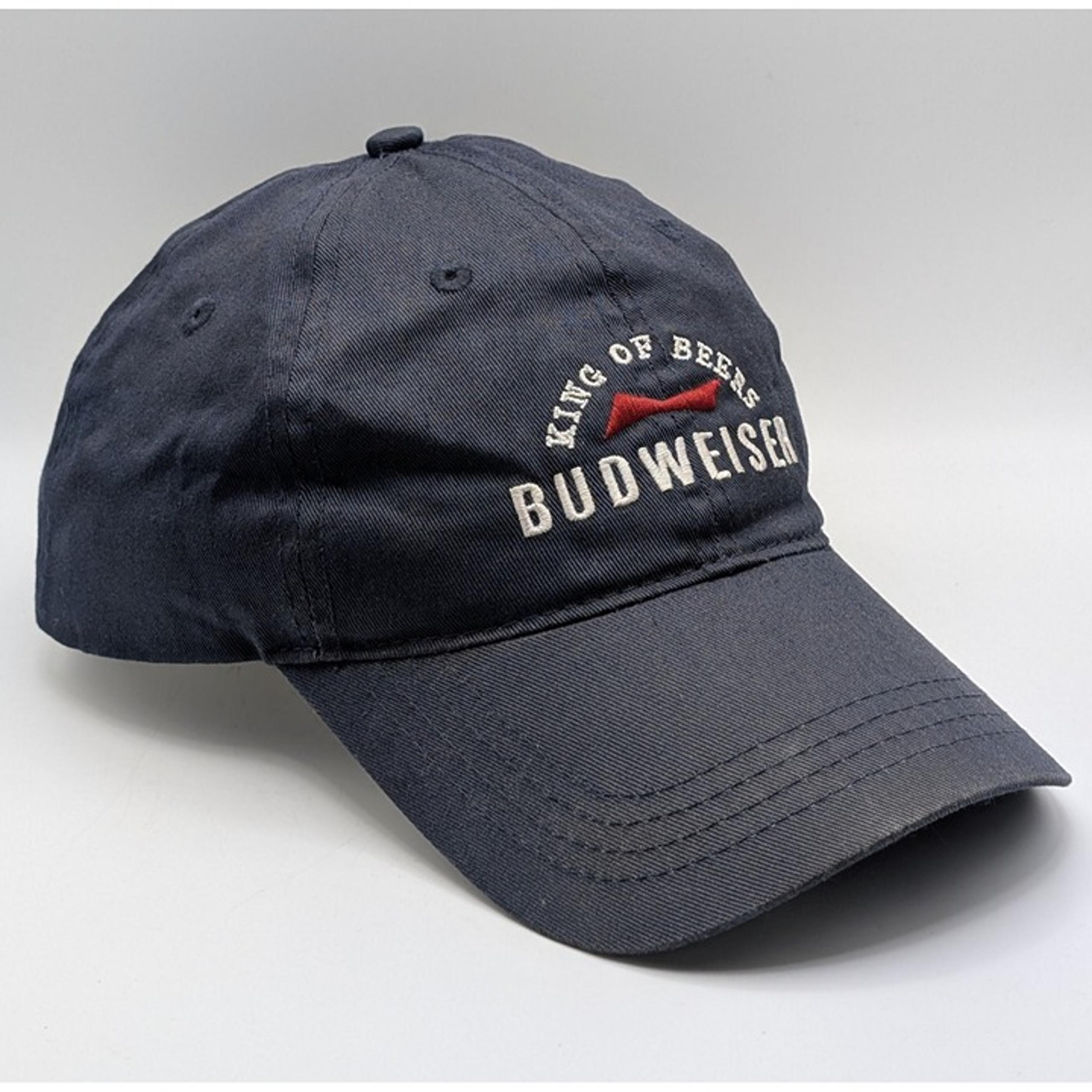 Budweiser Hat Cap Mens Strap Back Blue Dad King Of Beers Bartender Grill Faded