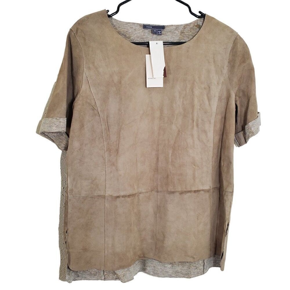 Vince Quiet Luxury Suede Coachella Top Womens S Goat Leather Festival Boho NWT