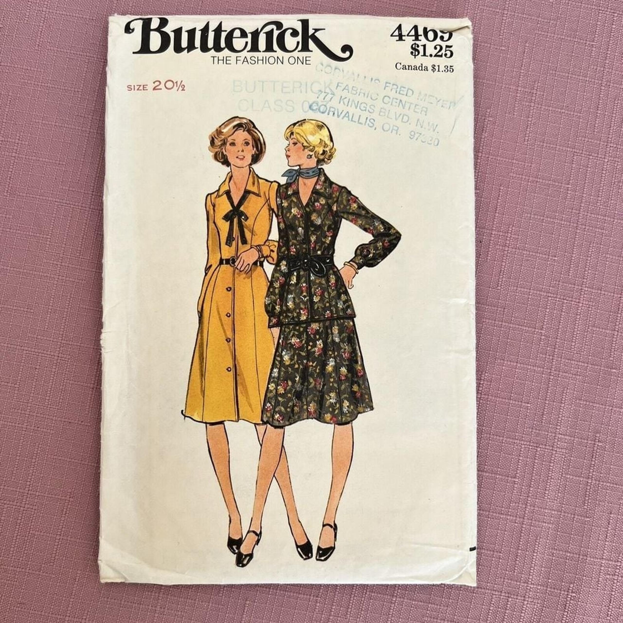 Butterick 4469 Size 20.5 Vintage Sewing Pattern 70's/80's Dress Skirt Top Blouse