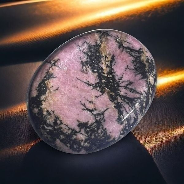 Oval Rhodonite Crystal Worry Stone / Mini Bowl / Ring Holder (#2)
